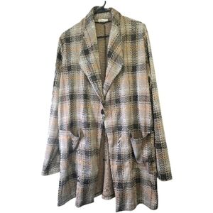 Blumin Plaid Women's Jacket - Tan and Black, Plus Size 2X